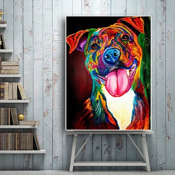 

Modern Abstract Oil Painting on Canvas Colorful Dog Pop Wall Art Picture Posters and Prints Canvas Painting For Home Decoration