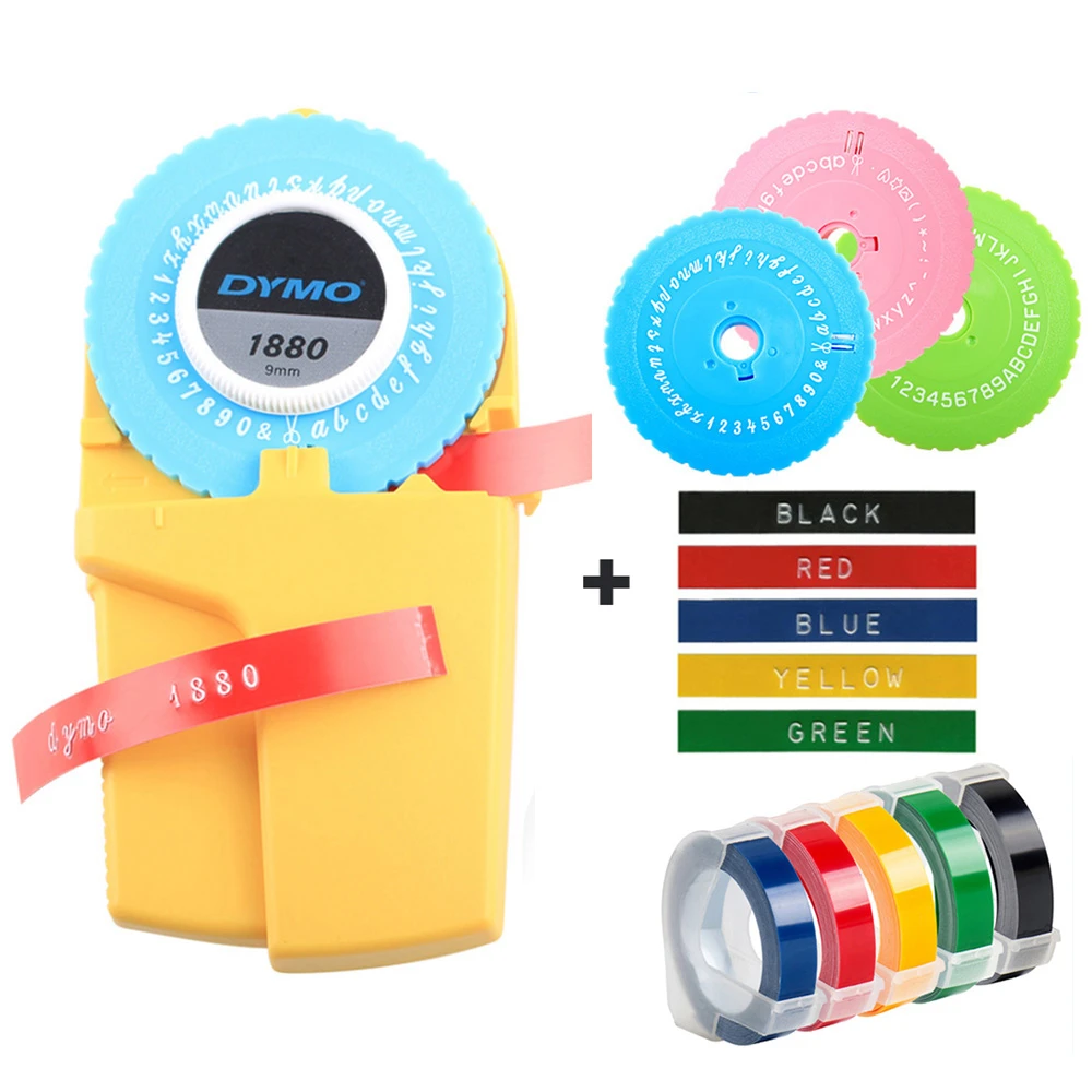 Dymo 1880 Embossing Label Pembuat Mesin Tik Manual dengan 3D Embossing Tape Label Plastik untuk Dymo Mesin Pembuat Label Tape Printer
