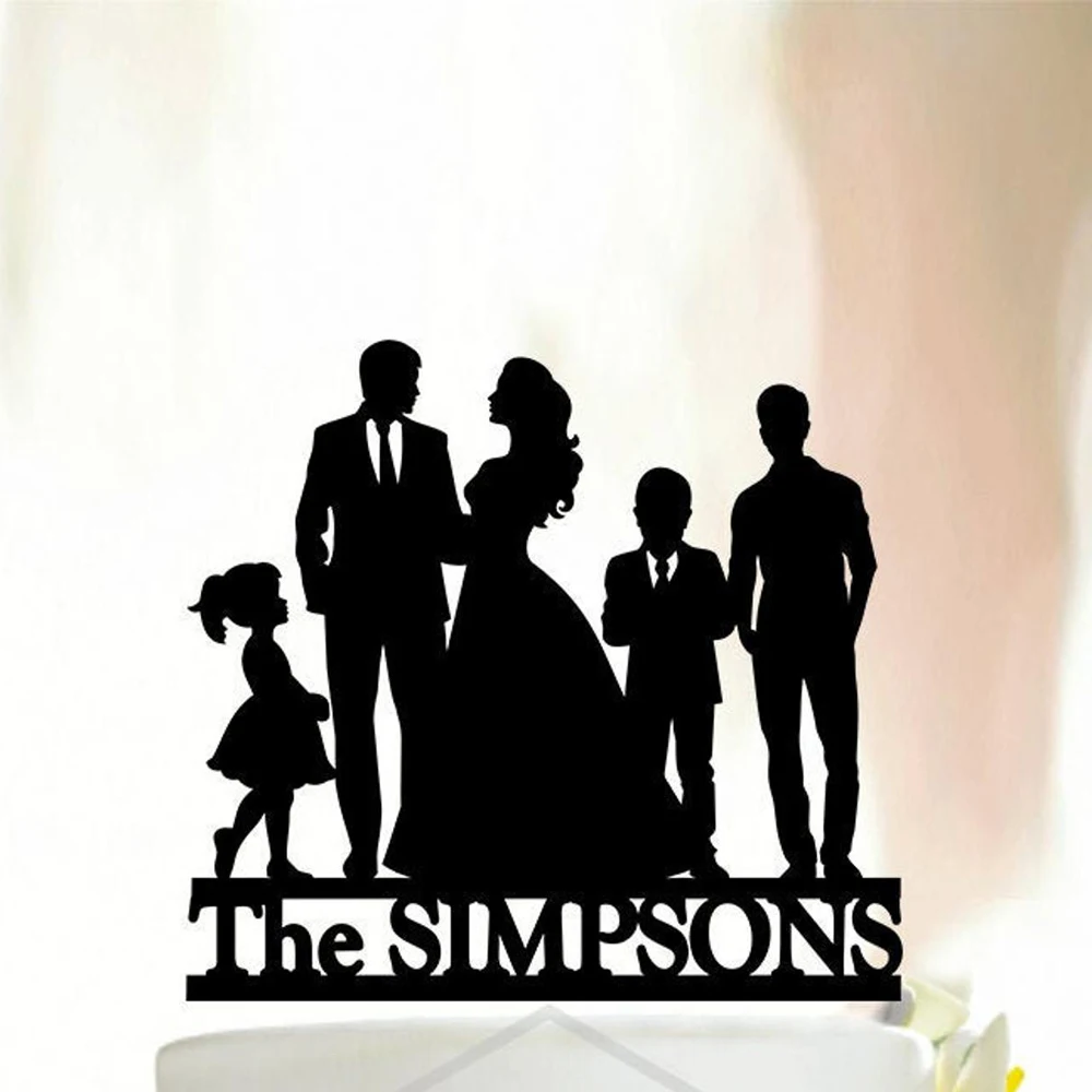 Personalized decoration with name Family Cake Topper with kids, Wedding Couple Cake Topper with kids, Family Wedding Cake Toppers,