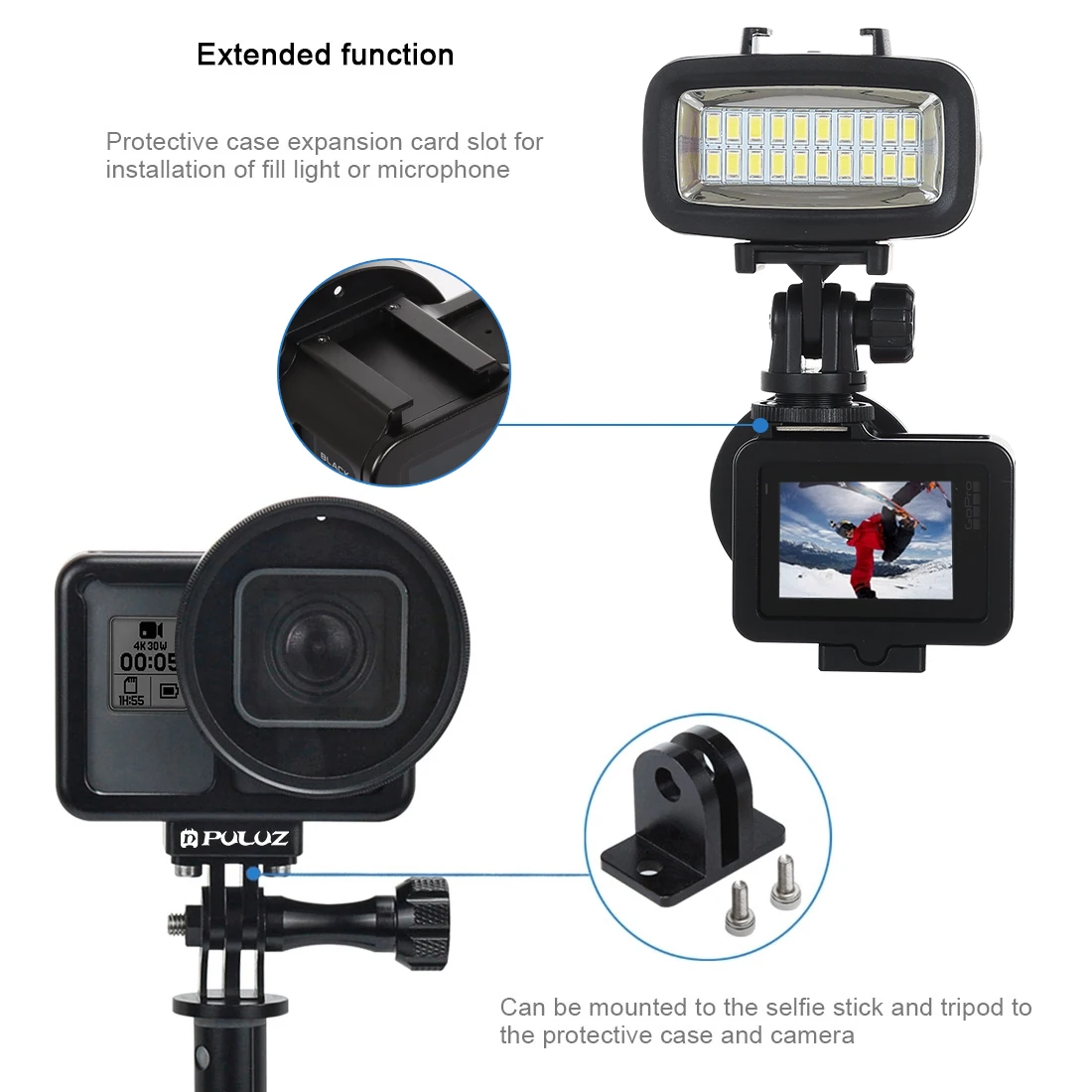 PULUZ Gopro 7 черные аксессуары металлический корпус из алюминиевого сплава аксессуары для экшн-камеры рамка Корпус аксессуары Camaras Deportivas