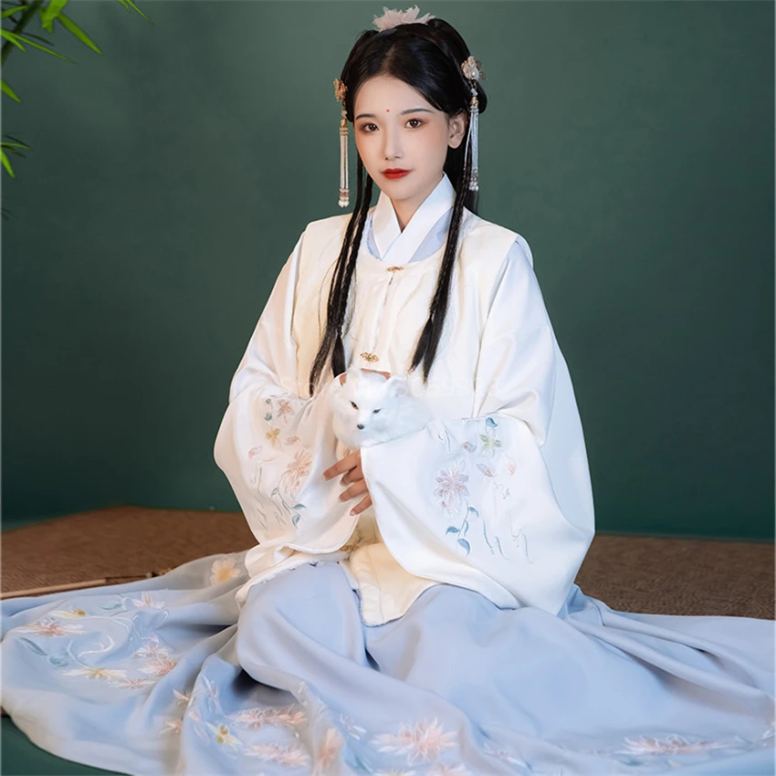 Женский костюм для китайского традиционного танца костюмы Hanfu платье вышитый Топ
