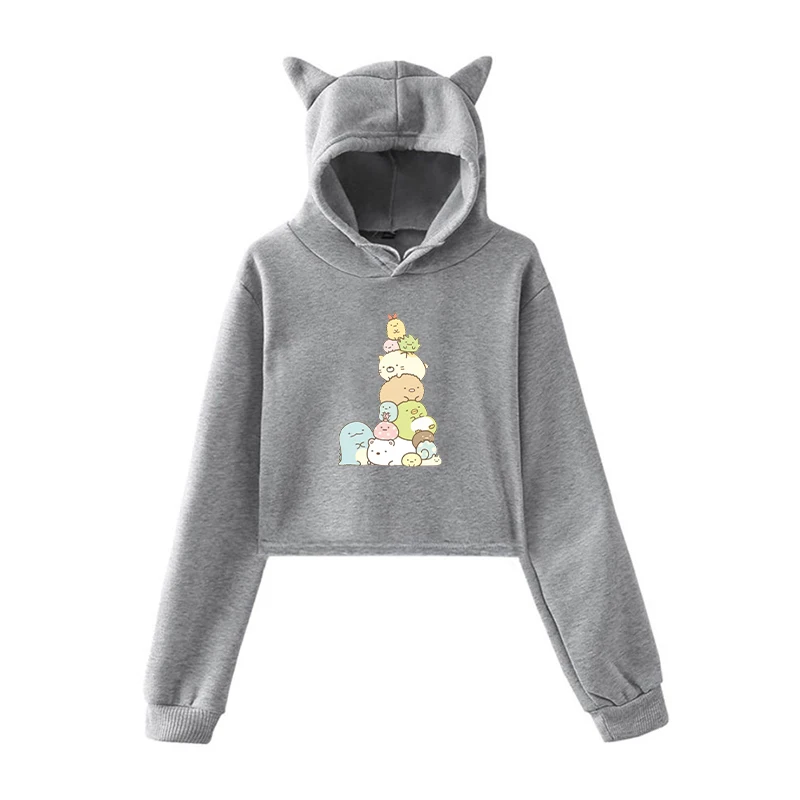 Kawaii Hoodie 5 Толстовки женские толстовки хип-поп с длинным рукавом Sumikko принт женские спортивные костюмы худи укороченный спортивный костюм Moletom Feminino - Цвет: Kawaii Hoodie 5