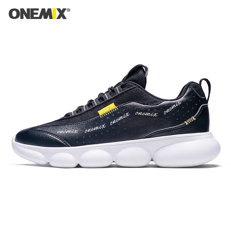 

ONEMIX Running Shoes For Men Nice Zapatillas Athletic Trainers Black Lightweight Sneakers Lace Up Soft Outdoor Jogging Shoes