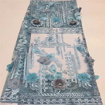 

Beads African Lace Fabric 2019 Mesh 3d Nigerian Laces Fabric Bridal High Quality French Tulle Lace Fabric for Wedding Party
