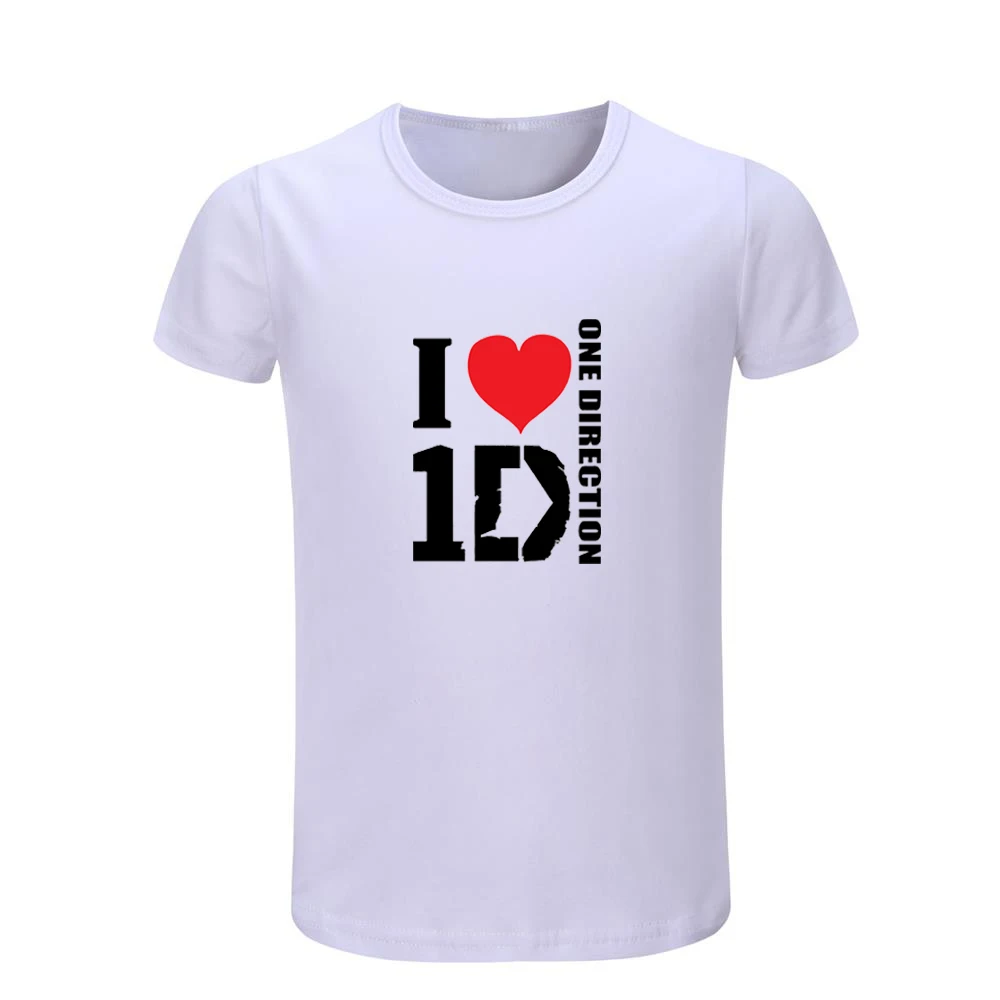 One Direction Band/Детские футболки с надписью «I love 1 D» Детские хлопковые футболки с графическим принтом топы для мальчиков и девочек, Рождественский подарок