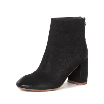

Genuine Leather Women Ankle Boots Elegant Winter Boots Ladies Shoes Woman High Heeled Motorcycle zippers Ladies Boots