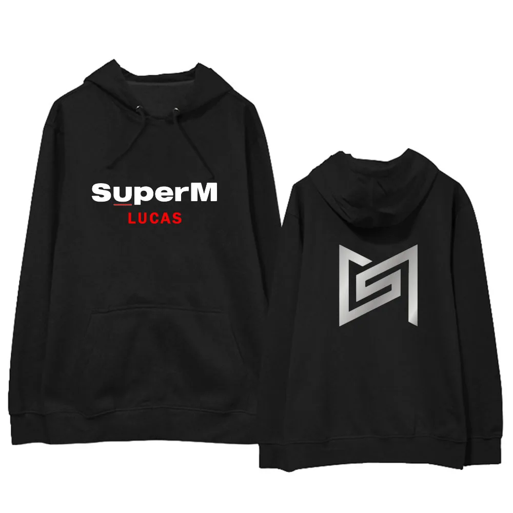 LUCAS KPOP SuperM альбом негабаритных толстовка хип-хоп Повседневная Свободная одежда с капюшоном пуловер с принтом толстовки с длинными рукавами WY1171 - Цвет: LUCAS