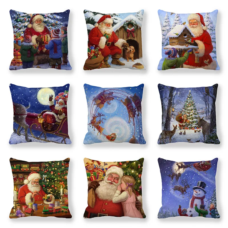 

GZTZMY Merry Christmas Decorations for Home Happy New Year 2021 Color Cushion Cover 45x45cm Christmas Ornaments Navidad Natal