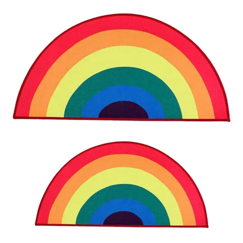 

Household Rainbow Area Rug Colorful Floor Mat Doormat Decorative Carpet Decor