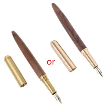 

Vintage Luxury Wooden Copper Fountain Signature Pen Fine Nib 0.7mm Writing Tool For Travel Office Business