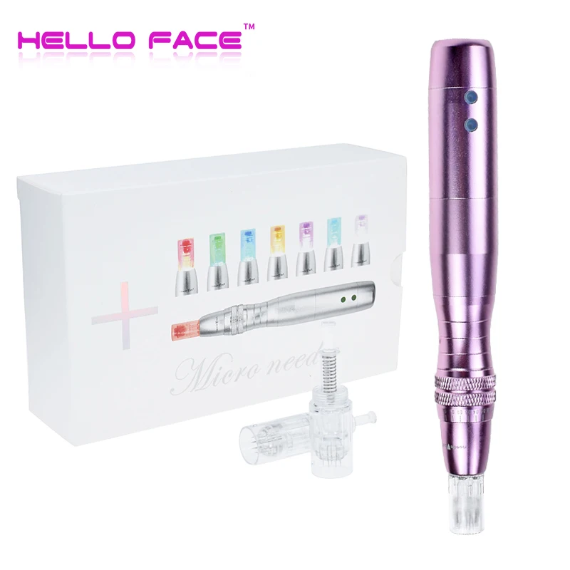 Rechargeable LED Photon Electric Derma Pen 7 Colors Light Skin needling Pen with 12 Pin Micro Needle beauty facial machine