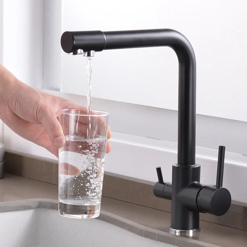  ROVOGO Filter Kitchen Faucet Cold and Hot Mixer Tap Drinking Water Filter 3 way Sink Tap Mixer Cran - 4000257893581
