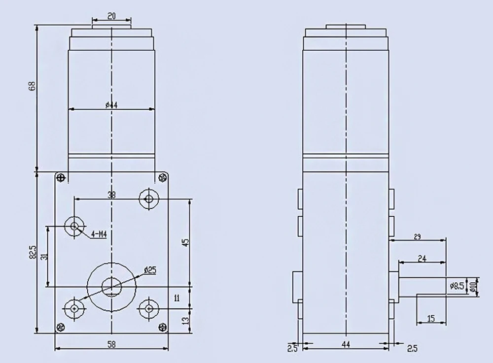 Электродвигатель шестерни постоянного тока 58GZ868 12V 24V 3 95RPM DC двухосный мотор червя