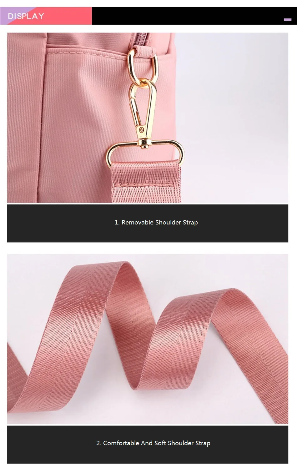 Casual Nylon Cloth One Shoulder Travel Bag Female Fashion Simple Sports Fitness Handbag Large Capacity Solid Color Crossbody Bag