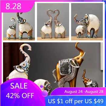 

2 Pieces/Set Of Artificial Resin Elephant Crafts Mother And Child Ornaments European Home Decoration Christmas Gifts
