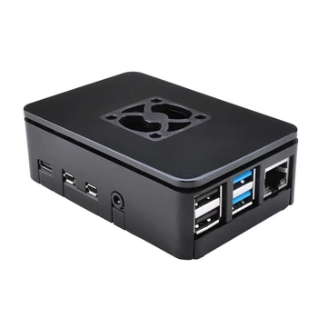 

For Raspberry Pi 4B ABS Case Black Shell Plastic Prectective Box Case Shell Support Cooling Fan