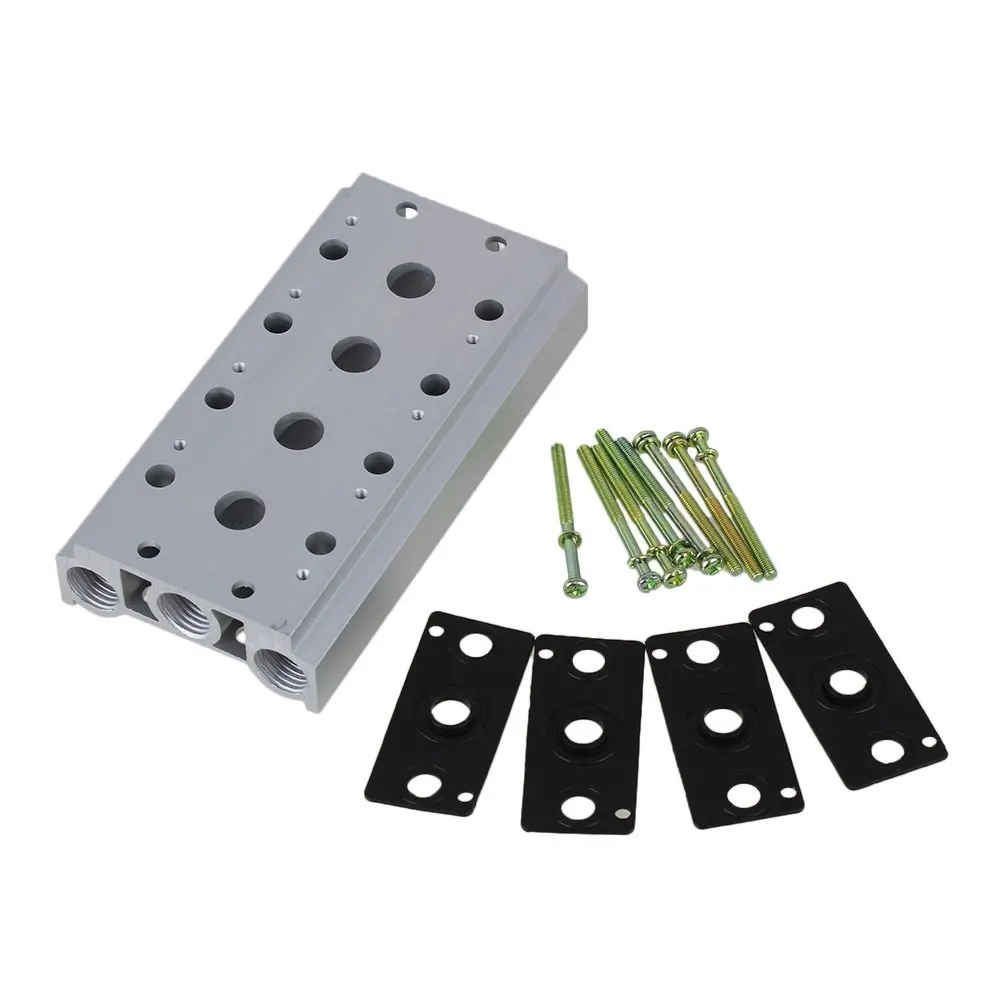 

Silver Rectangle Aluminum 4 Row Pneumatic 210-08 Block Solenoid 4V210 Valve Base