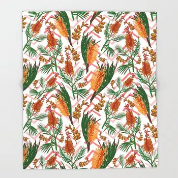 

Flower Design Blankets Banksia Flowers Throw Blanket Flannel Fabric Blanket Throws for Sofa 150x200 Flower Fleece Throw