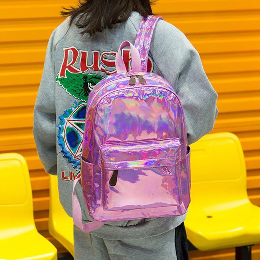 3Pcs/Set Fashion Bags For Women Student Solid Color Shiny Leather Backpack Shoulder Bag Clutches Mochila Mujer Zaino Rugzak