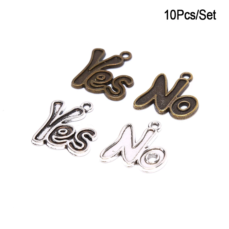10Pcs/Set Alloy Retro English Letter Charms Yes NO Pendant/Earring DIY Making Jewelry Craft Free Shipping | Украшения и