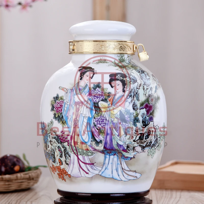 

Jingdezhen Ceramics Antiques Craft Supplies Traditional Chinese Winemaker Glaze Color Wine Bottle With Faucet White Porcelain 24