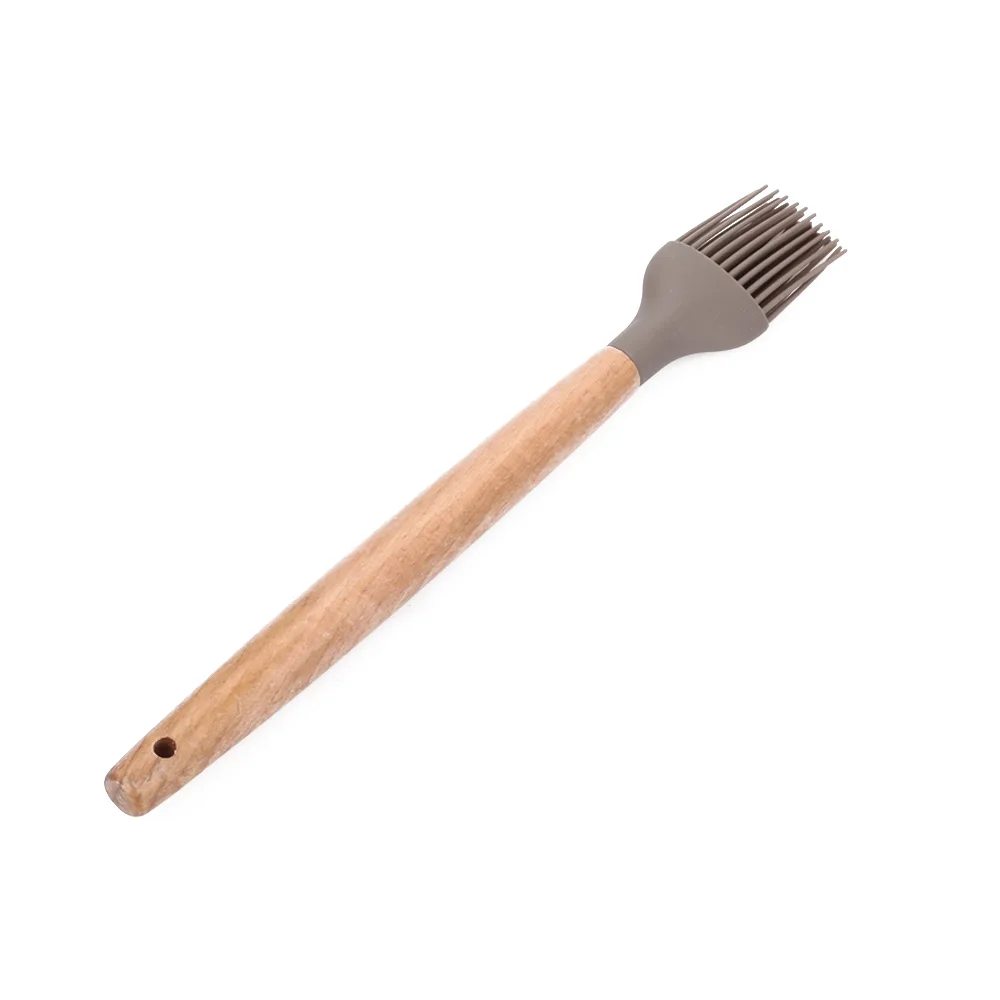 Wooden handle brush Отель Ресторан Семья Силиконовая Термостойкая деревянная ручка, силикон Кухонные принадлежности Пособия по кулинарии посуда набор силиконовых Пособия по кулинарии - Цвет: Wooden handle brush