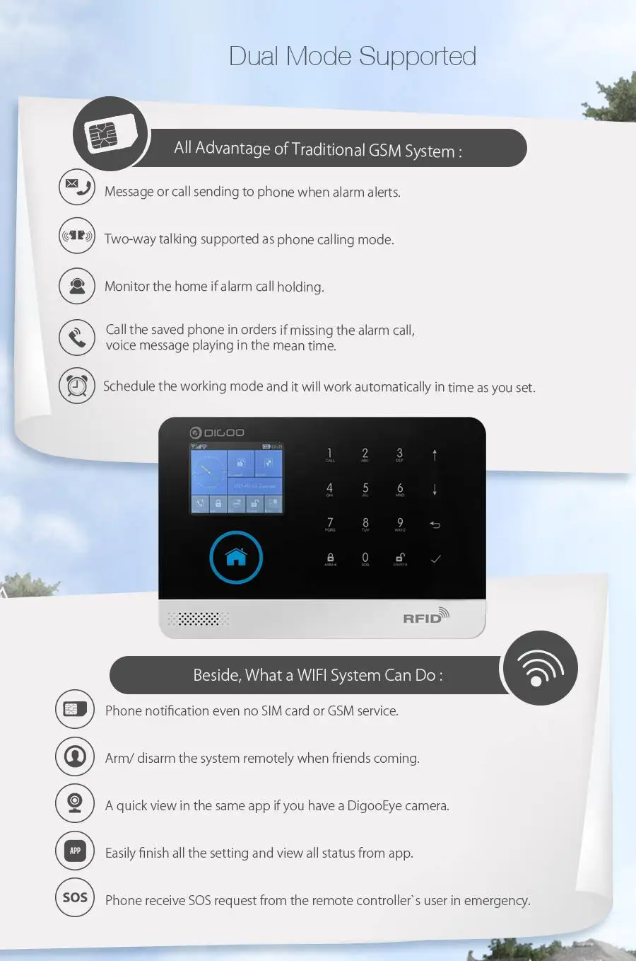 Digoo DG-HOSA 433 МГц Беспроводная GSM и wifi самодельная сигнализация наборы инфракрасного датчика движения дверной магнетизм умный дом безопасности оповещения