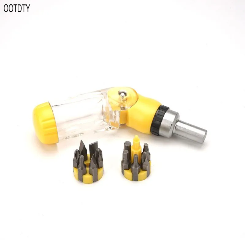 OOTDTY Ratchet Screwdriver with 12pcs Bits Set Precision Foldable Phone Computer Camera Repair Tools