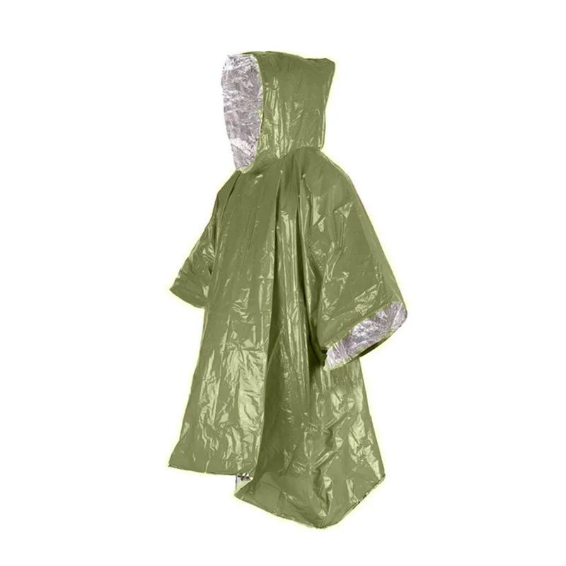 Emergency Raincoat Aluminum Film Disposable Poncho Cold Insulation Rainwear Blankets Survival Tool Camping Equipment
