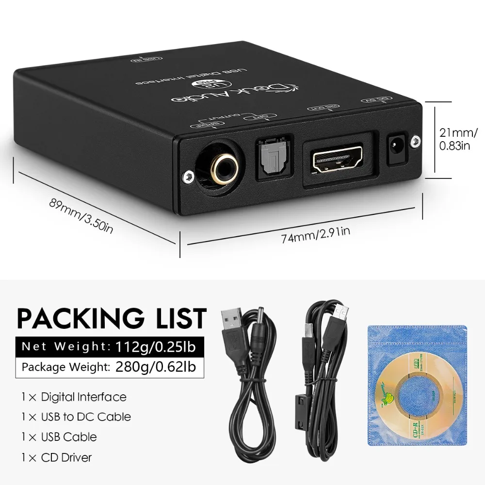 Douk Audio U2 Mini XMOS XU208 USB to Coaxial /Optical /12S Converter Digital Interface DSD256 PCM384K