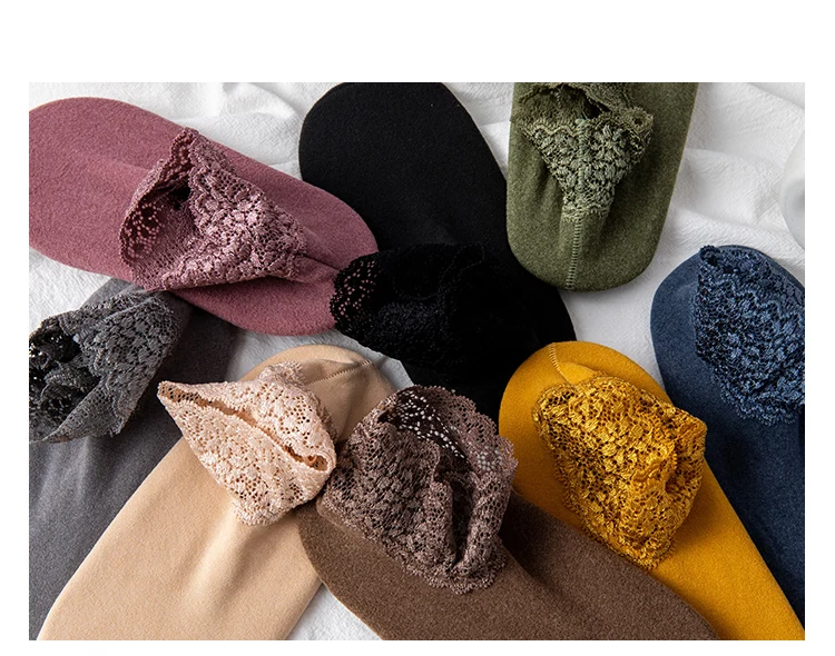 3 Pairs Women Winter Socks Warm Thicken Thermal Soft Solid Color Socks Wool Cashmere Snow Boots Velvet Lace Home Floor Sock