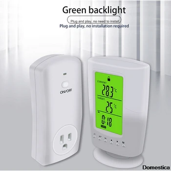 

Home LCD Intelligent Programmable Wireless Thermostat Socket Smart White Temperature Control Socket Blacklight