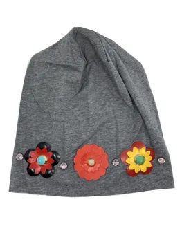 

B199003 The new 2019 grey fabric is matched with flower accessories for fashionable and personalized ladies' pullovers