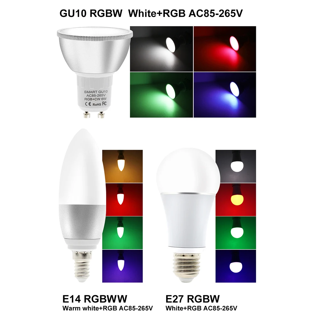 Tuya Smart control WiFi RGB светодиодный светильник E27 E14 GU10 AC 85-265V 7W Smart Life APP управление Amazon Alexa и Google Home