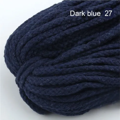 27 Dark blue 5 мм хлопковый шнур, экологичный витой канат, высокопрочная нить, сделай сам, текстиль, ремесло, тканая веревка, украшение для дома, Touw, 5 ярдов/партия - Цвет: 27 Dark blue
