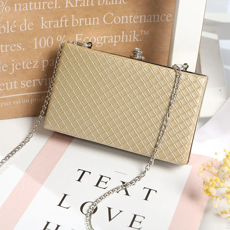 

2020 New Style Korean-style Trend Women's Shoulder Oblique Bag Fashion Carrying Clutch Bag Weaving Embossing Square Sling Bag