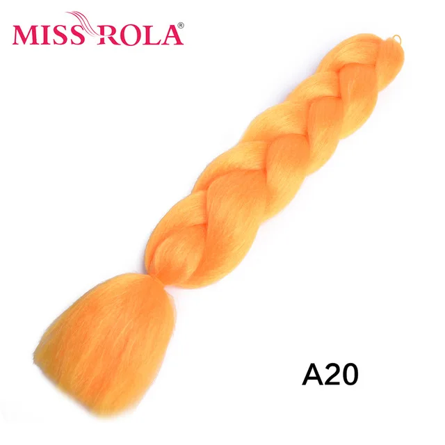 Miss Rola Synthetic Support Wholesale 100g 24 Inch Jumbo BraidsPink Green Yellow High Temperature Fiber Ombre Hair Extensions A20