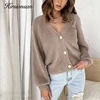 Hirsionsan-suéter Mohair de manga larga para mujer, Chaqueta corta de una sola botonadura, ropa de punto Flexible suave, novedad de 2022 ► Foto 2/6