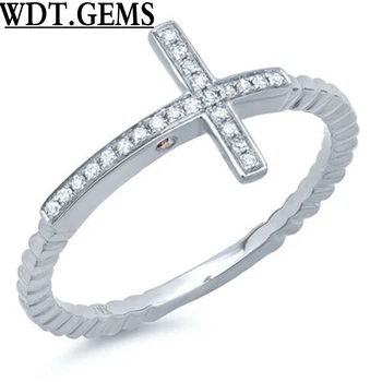 

0.08CT 10K White Gold Diamond Cross Cocktail Fashion Ring Statement Band