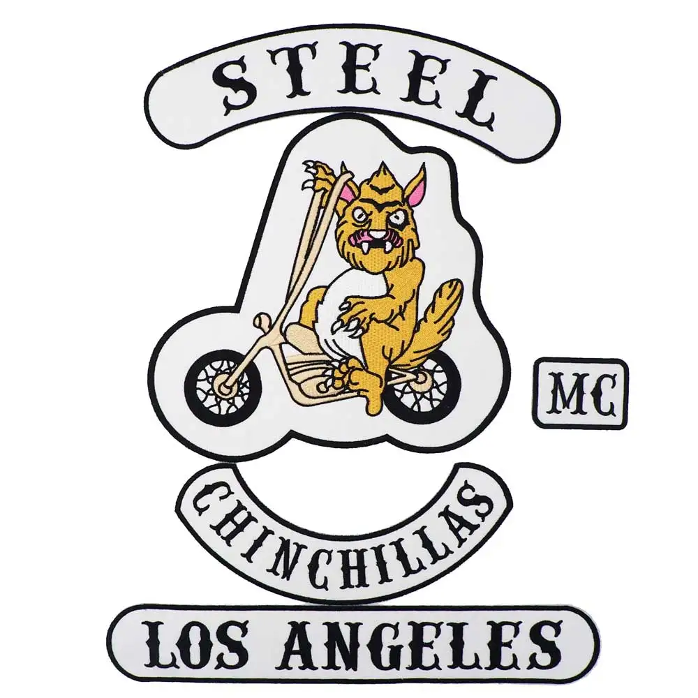 Крупные стальные нашивки для байкеров GHINCHILLAS LOS ANGELES MC вышитая утюгом нашивка на