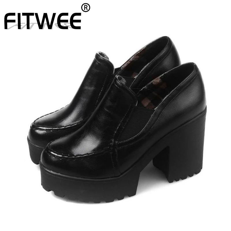 FITWEE размер 34 43 и выше женские Классические туфли лодочки модные Платформа