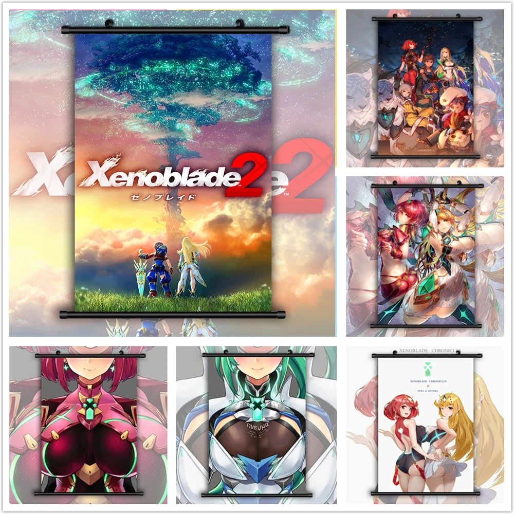 Xenoblade летоники 2 Hikari Аниме Манга настенный плакат свиток | Дом и сад
