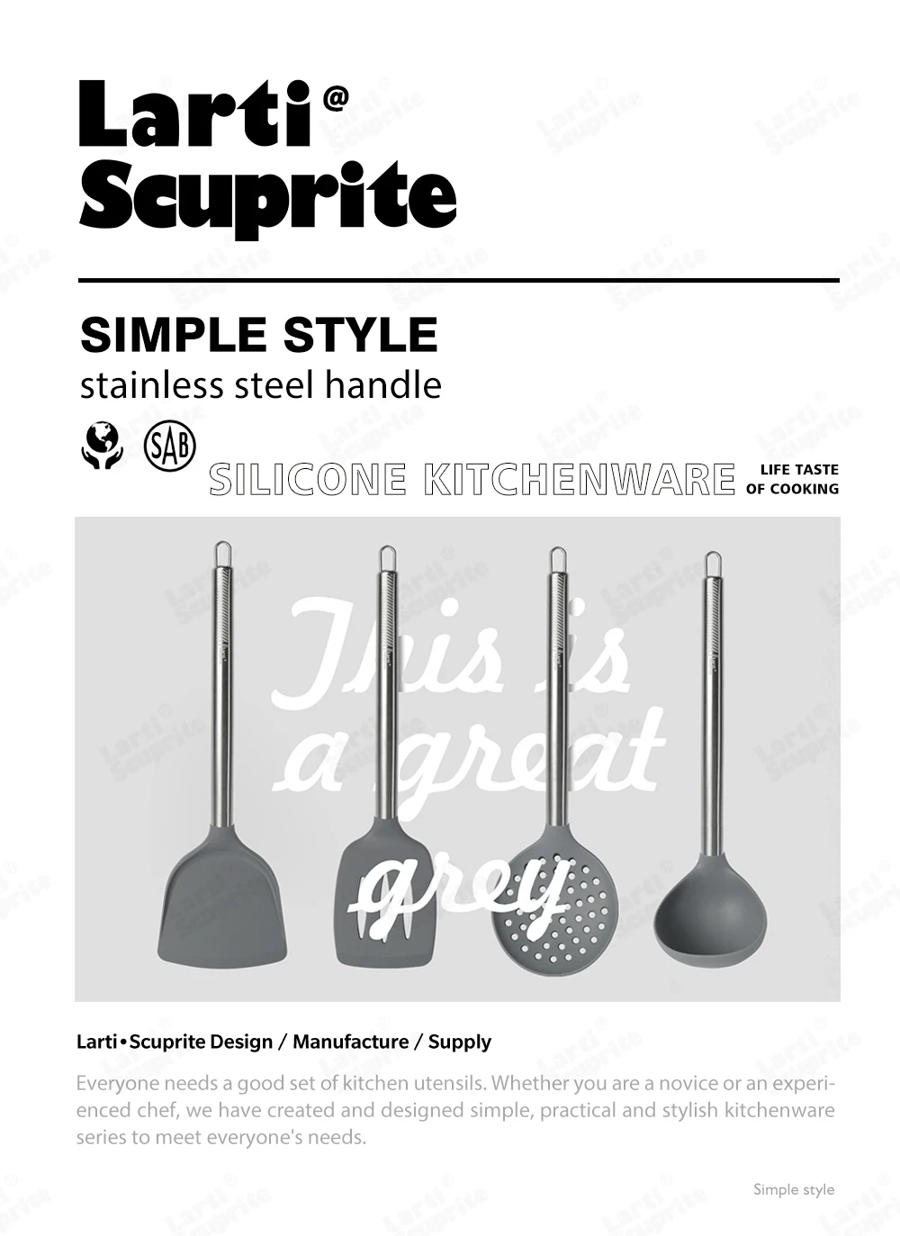 Description Picture 4 of item1 Pack Free Combination Silicone Kitchenware Cooking Utensil Kitchen Tools Spatula Turner Tongs Soup Spoon Pasta Colander Shovel