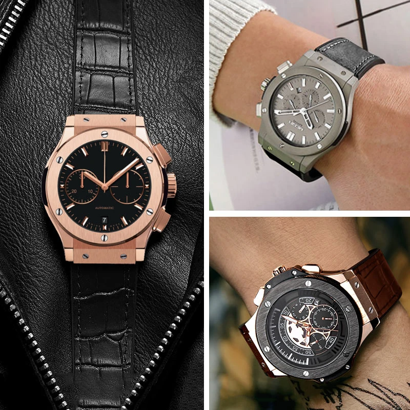 Correa de goma de cuero de vaca Real para reloj HUBLOT Classic Fusion  Universe Big Bang Series, banda de reloj de mariposa buckll,  25x19mm|Correas de reloj| - AliExpress