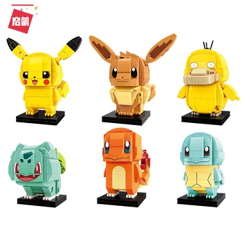 

New Bulbasaur Charmander Building Blocks Pokemonedly Eevee Mini Figures Brickheadz Pikach Psyducked Headz Toys for Collection