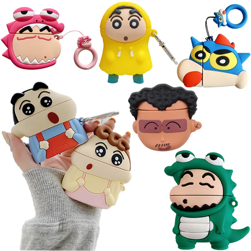 Crayon Shin-Chan Kawaii Мультфильм Airpods 2 чехол Bluetooth Гарнитура 3D силиконовый защитный