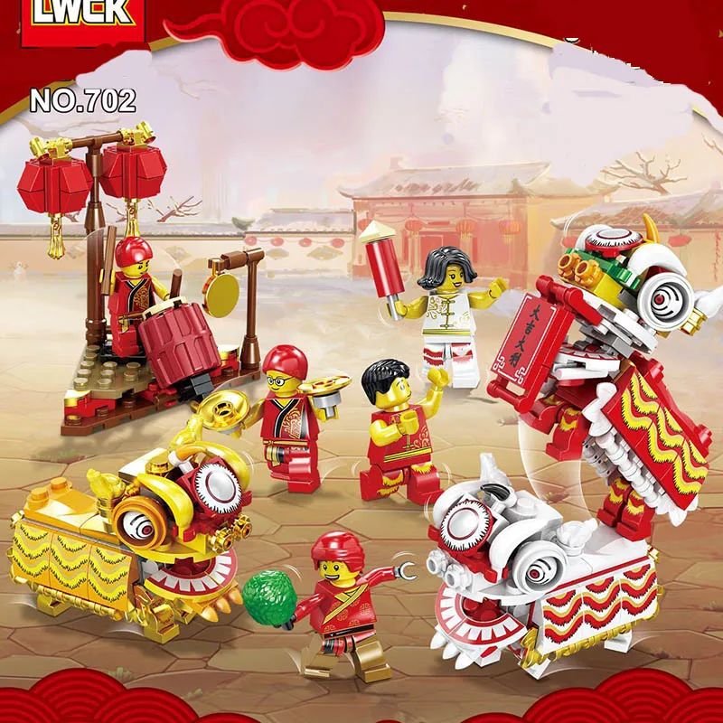 

New Sale Compatible LegoINGlys City Live Chinese Style Scene Happy New Year Figures Building Blocks Bricks Dolls Toys Baby Gift