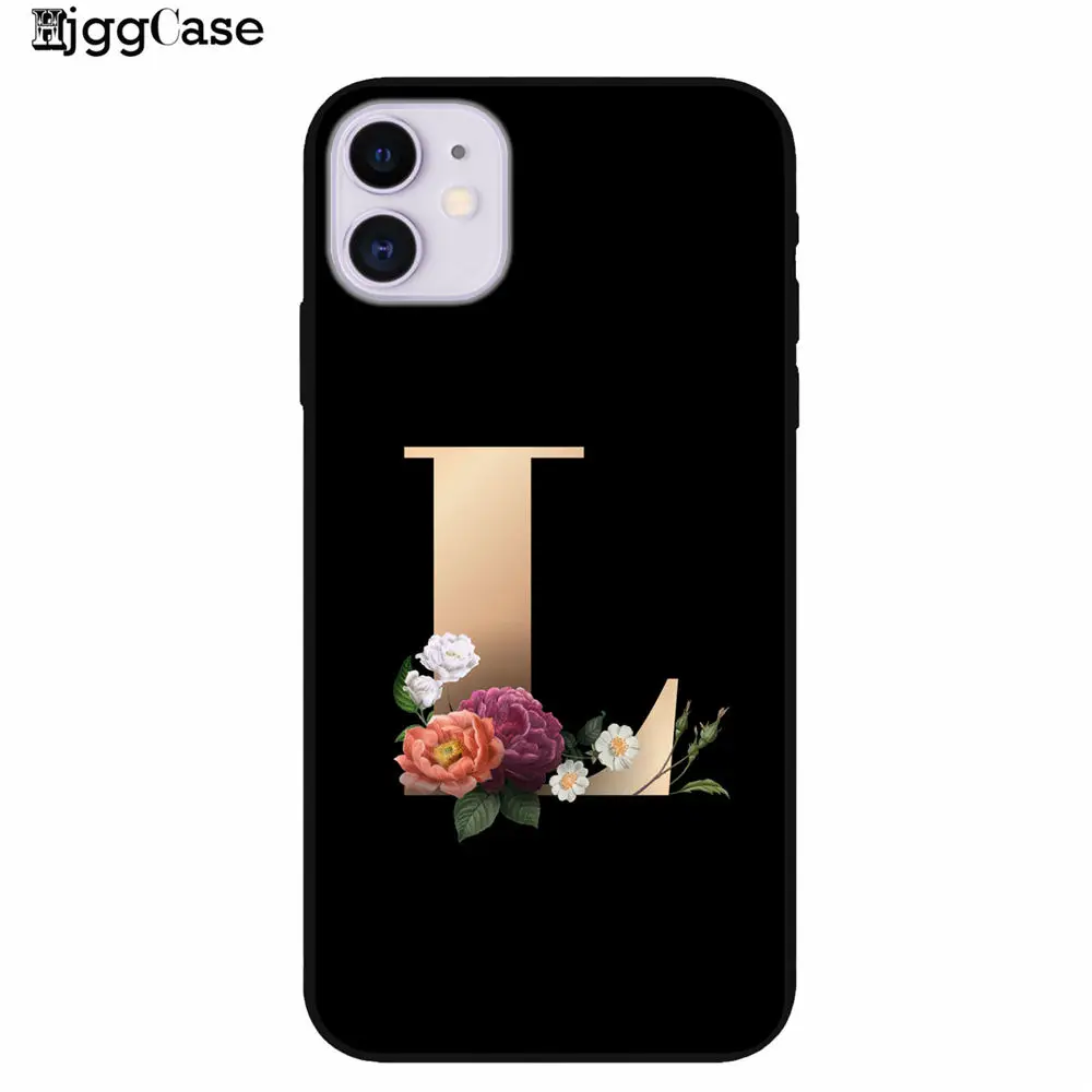 Буквенный Алфавит цветочный принт черный чехол для телефона iPhone 11 Pro X 7 5 6 6s 8 plus Xs XR Max SE силиконовый чехол для телефона - Цвет: A8548