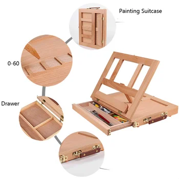 

Desktop Folding easel portable painting box wood stand Painting Suitcase Art Supplies