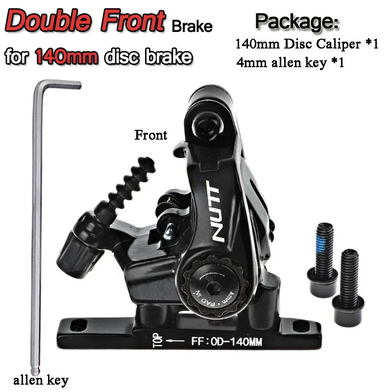 Dual 140mm Front NUTT BMX дисковый тормозной суппорт для шоссейного велосипеда 140, 160 мм, двойное механическое действие, с плоским креплением, 6 роторов, велосипедный передний и задний - Цвет: Dual 140mm Front